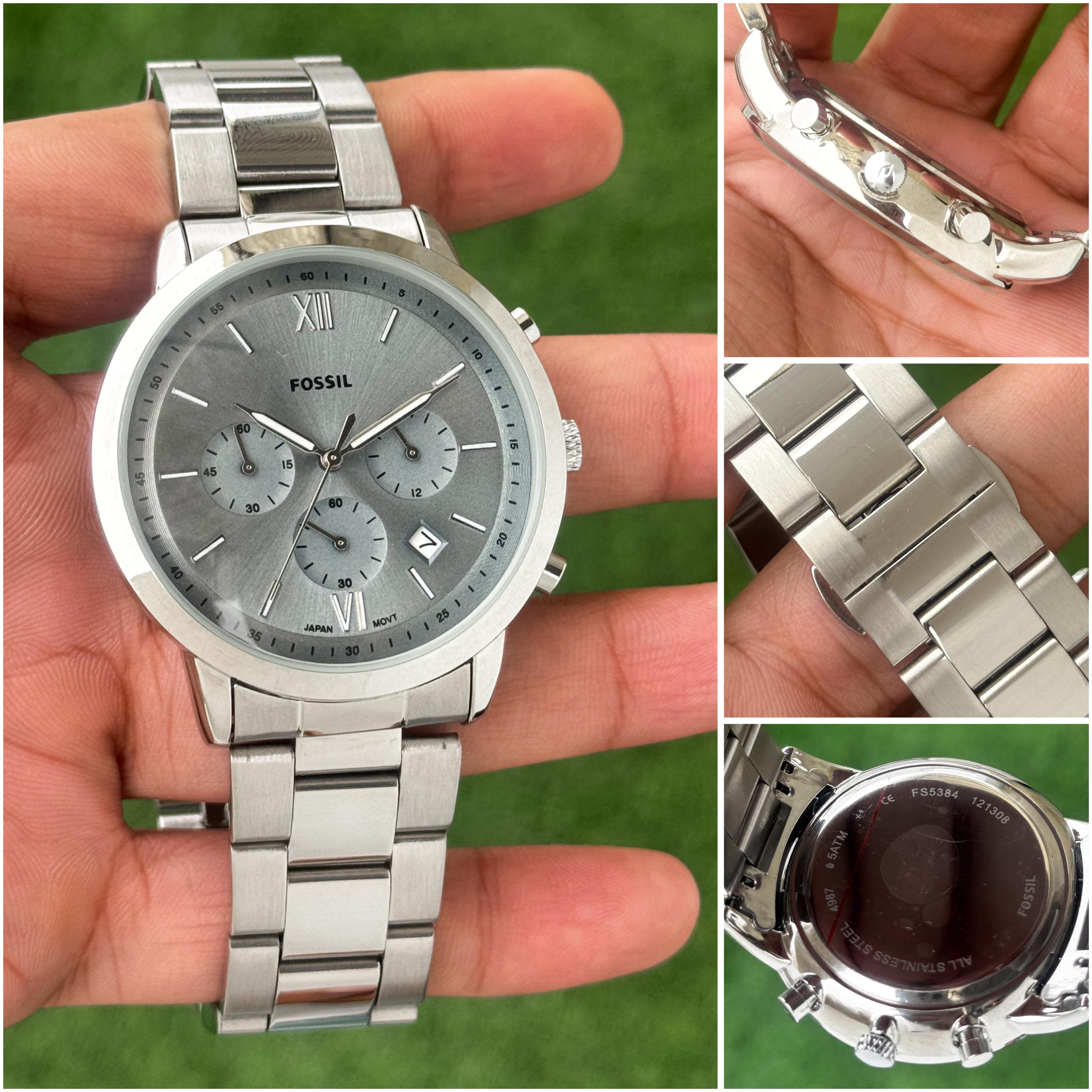 Fossil For men Steel case with blue dial silver bezel