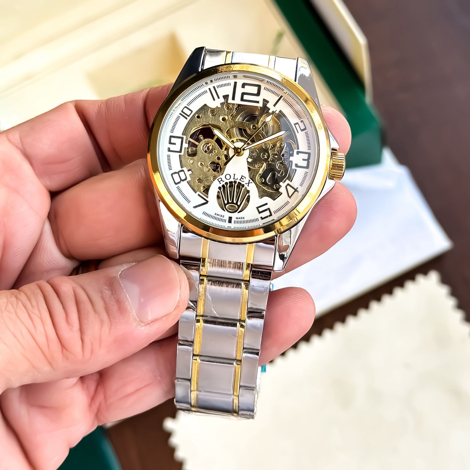 Rolex Case shape- Round Golden TT Chain