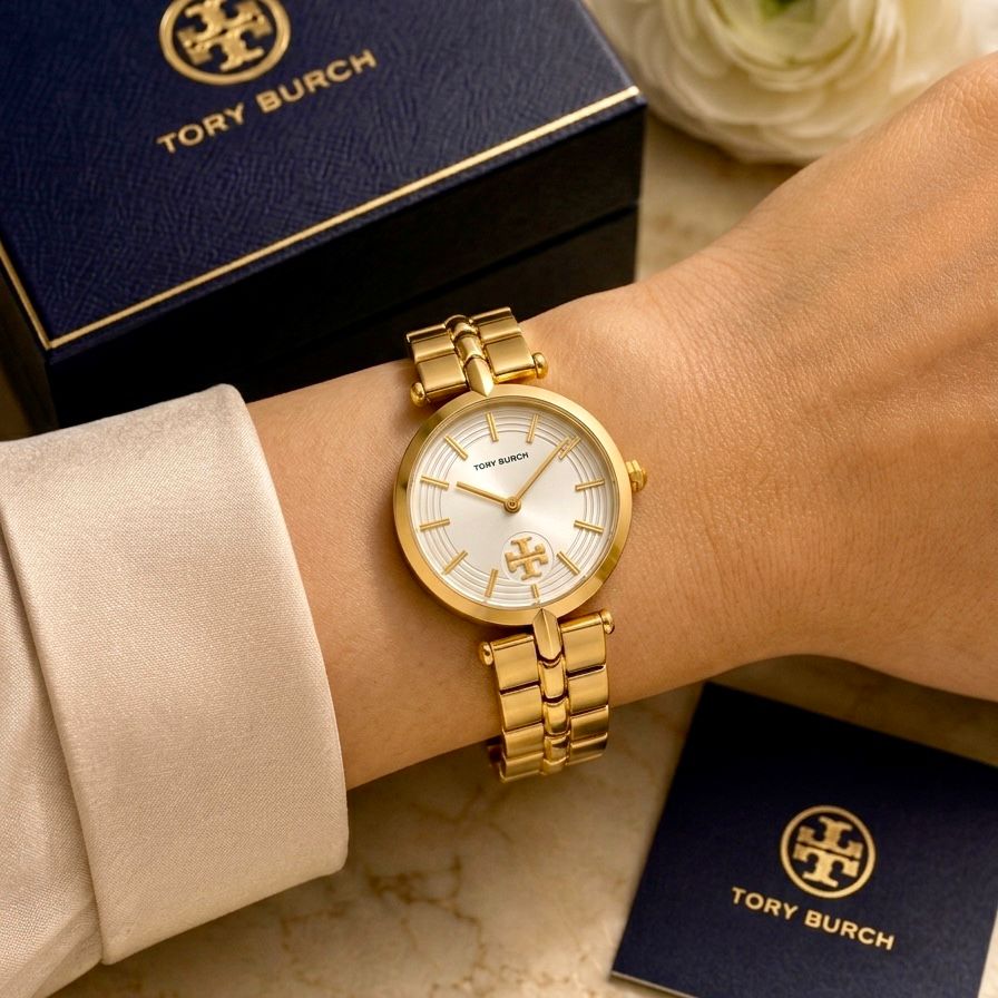 TORY BURCH KIRA – MINIMAL CHIC IN TWO-TONE IVORY GOLD