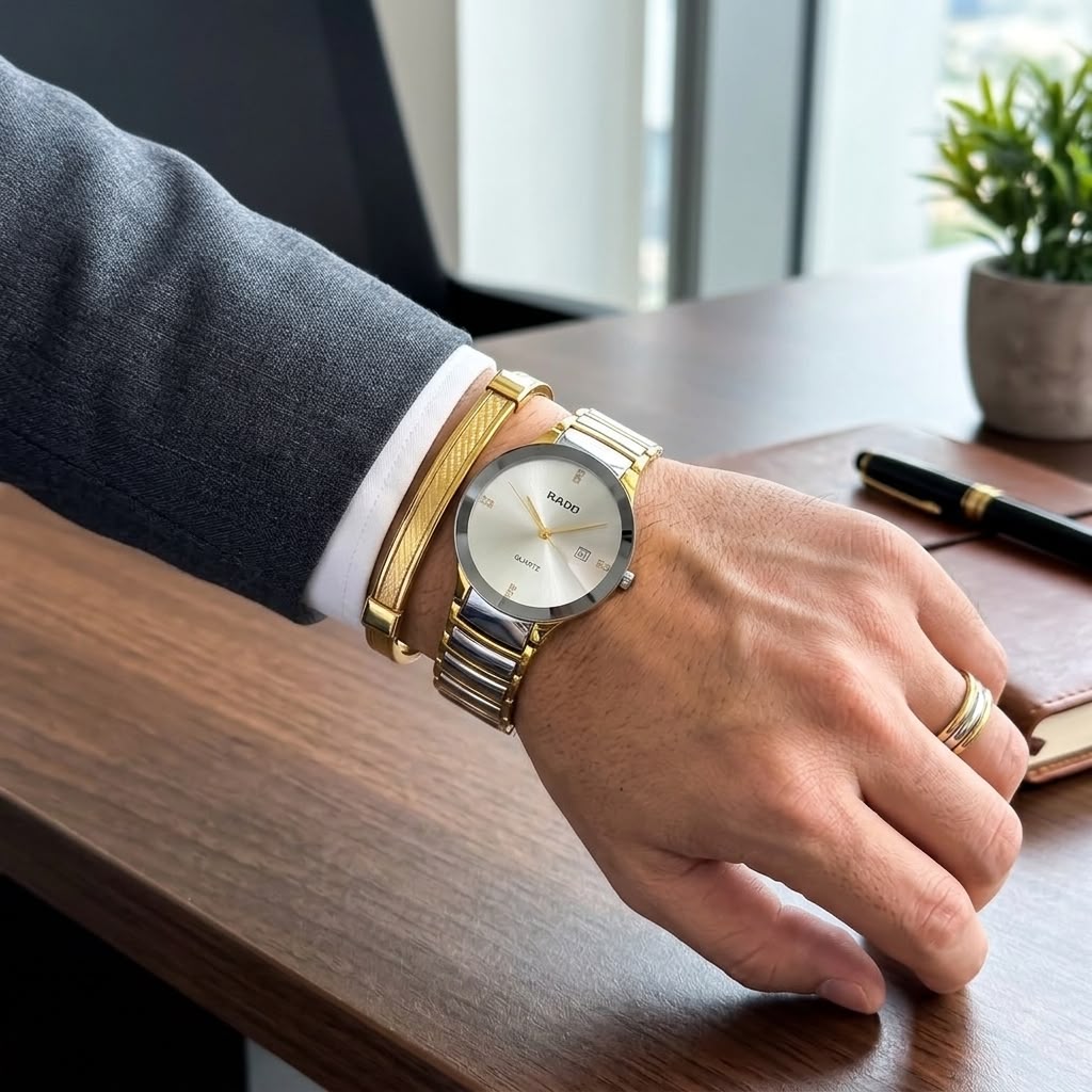 RADO JUBLIE GENTS WITH DIOMAND CUT GLASS GREY WHITE